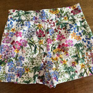 Women's ZARA High Waist Floral Shorts Summer Zip Medium
